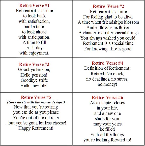 Retirement  Verses